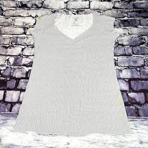 Oakley gold embroidered lion white stripes swimsuit beach pool coverup